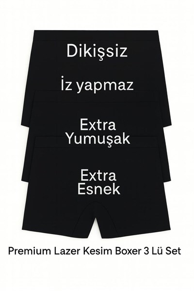 Kadın Lazer Kesim Dikişsiz Kadın Boxer Külot 3 Lü Paket Mıx (EXTRA ESNEK EXTRA YUMUŞAK RAHAT KALIP)