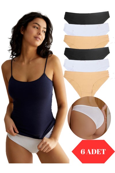Kadın Lazer Kesim Dikişsiz Kilot Iz Yapmayan Yumuşak Kulot Mikro Kumaş Bikini Külot 6lı Paket