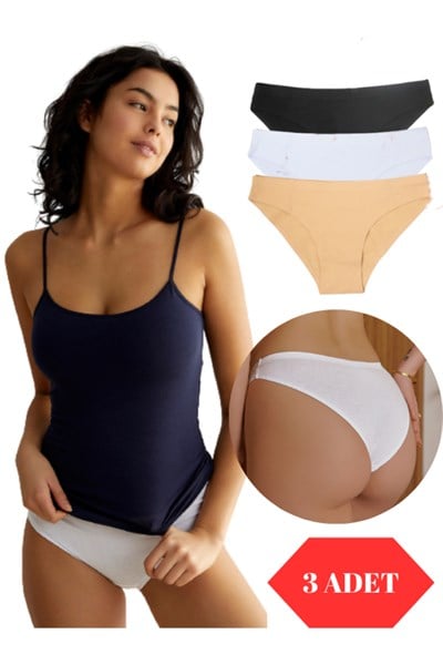 Kadın Lazer Kesim Dikişsiz Kilot Iz Yapmayan Yumuşak Kulot Mikro Kumaş Bikini Külot 3lü Paket