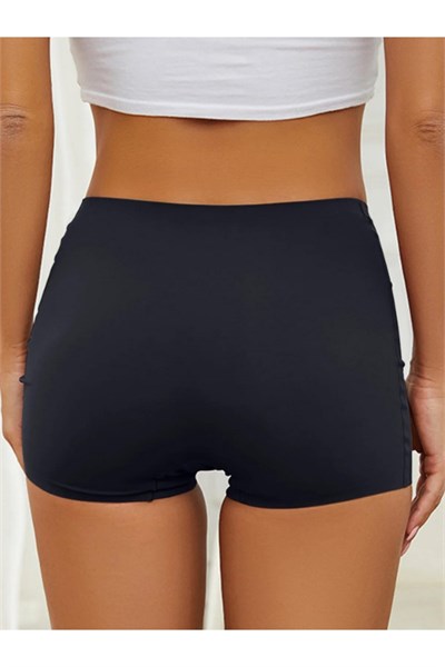 Kadın Lazer Kesim Dikişsiz Siyah Kadın Boxer Külot 5 Li Paket Normal Bel