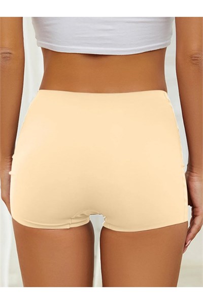 Kadın Lazer Kesim Dikişsiz Siyah Ten Kadın Boxer Külot 4 Lü Paket Normal Bel
