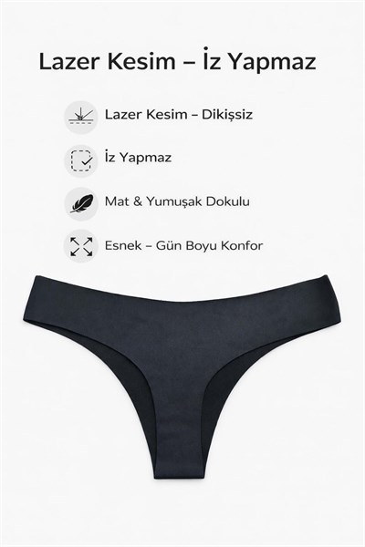 Kadın Lazer Kesim Normal Bel Tanga String Külot 3lü Paket– Dikişsiz, İz Yapmaz, Esnek Kumaş