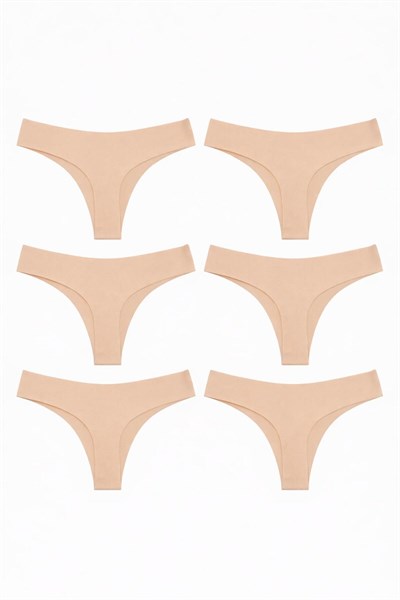 Kadın Lazer Kesim Normal Bel Tanga String Külot 6lı Paket– Dikişsiz, İz Yapmaz, Esnek Kumaş