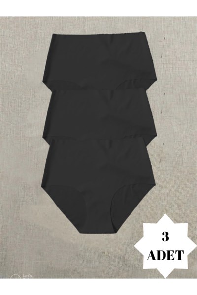 Kadın Yüksek Bel 3lü Paket Dikişsiz Lazer Kesim Iz Yapmaz Bikini Slip Külot