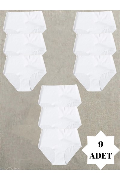 Kadın Yüksek Bel 9lu Paket Dikişsiz Lazer Kesim Iz Yapmaz Bikini Slip Külot