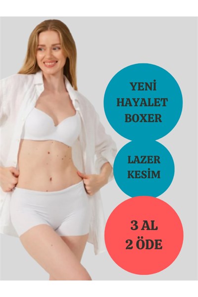 Tekli Basic Lazer Kesim Dikişsiz Kadın Boxer Külot Ekonomik Paket (EXTRA YUMUŞAK VE EXTRA ESNEK)