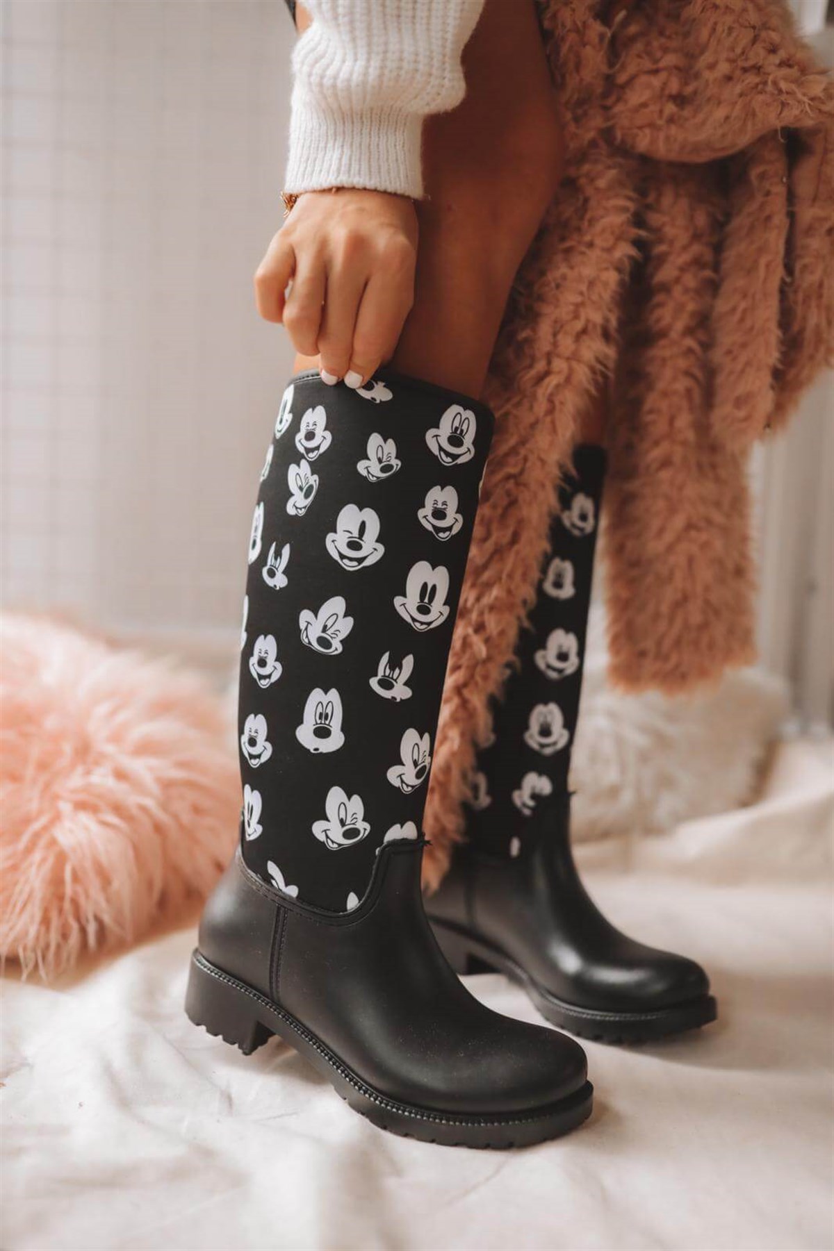 Mickey Mouse Bayan Yağmur Çizmesi - SİYAH