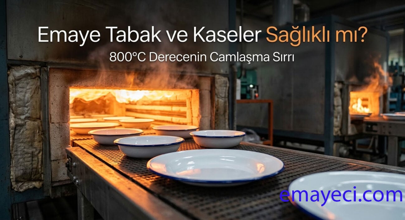 Emaye tabak ve kaselerin 800 derece fırınlarda camlaşma süreci ve gıda güvenliği için yüzey dayanıklılığı testi.