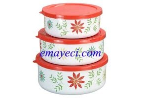 Farklı ölçülerde emaye saklama kapları