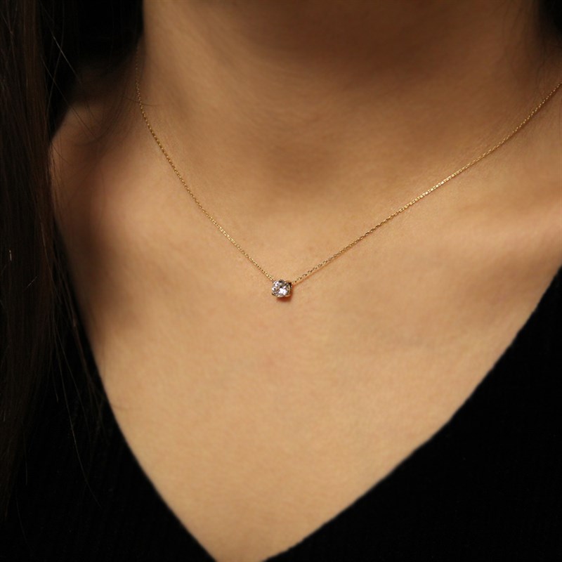 Bayramoğlu14 Ayar Altın Tektaş Kolye