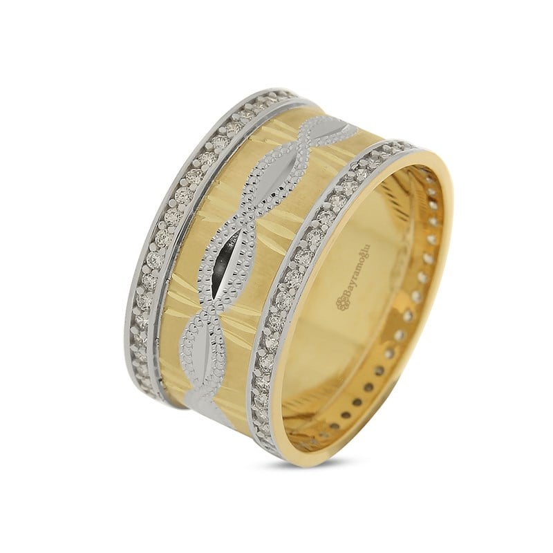 14 Ayar Taşlı Altın Bayan Alyans