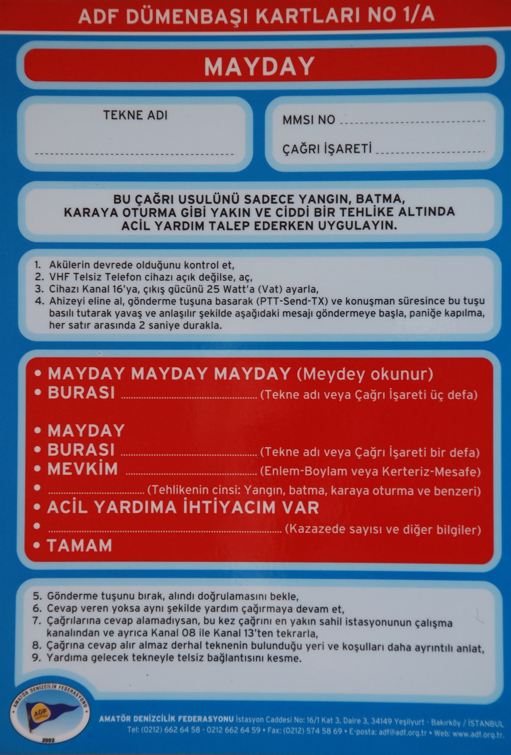 Dümenbaşı Kartları No 1/A - B  Sayfası