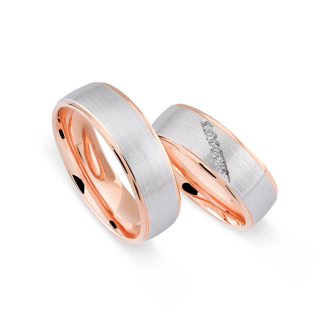 HUTTENBERG 14 Ayar Rose Beyaz Çift Alyans14 Ayar Rose Beyaz Çift Alyans