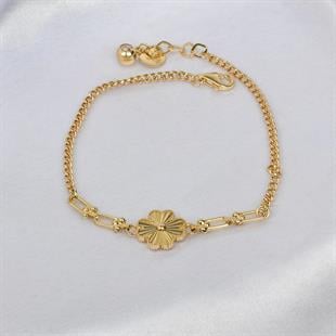 ALTIN14 Ayar Aynalı Yonca Bileklik