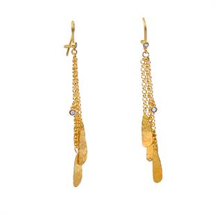 ALTIN14 Ayar El Yapımı Antika Hartuç Küpe