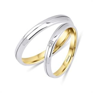 TAŞLI ALYANS14 Ayar 3 mm Tek Taşlı Bombeli İnce Kadın Altın Alyans Yüzük14 Ayar 3 mm Tek Taşlı Bombeli İnce Kadın Altın Alyans Yüzük