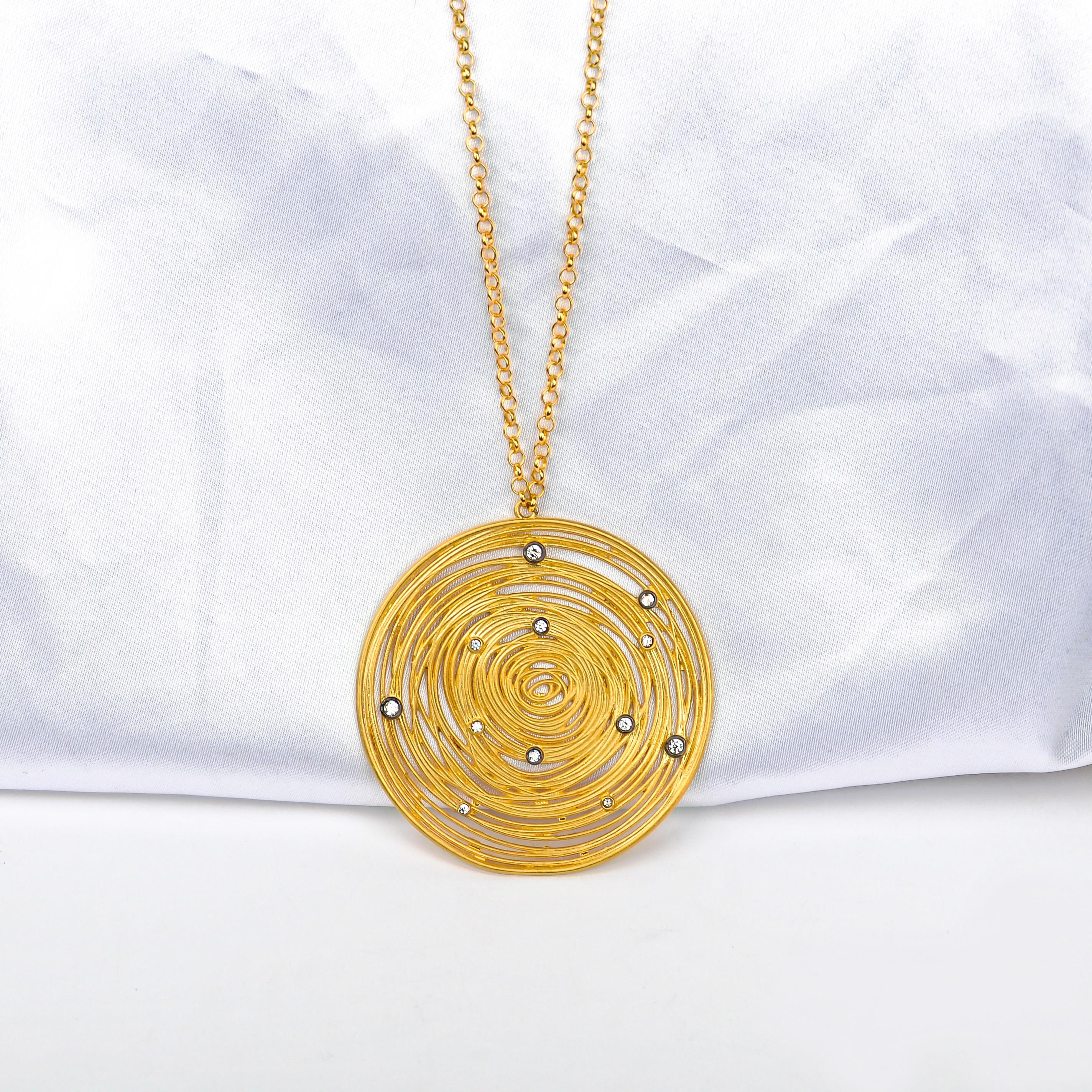 ALTIN14 Ayar El Yapımı Antika Spiral Motif Kolye
