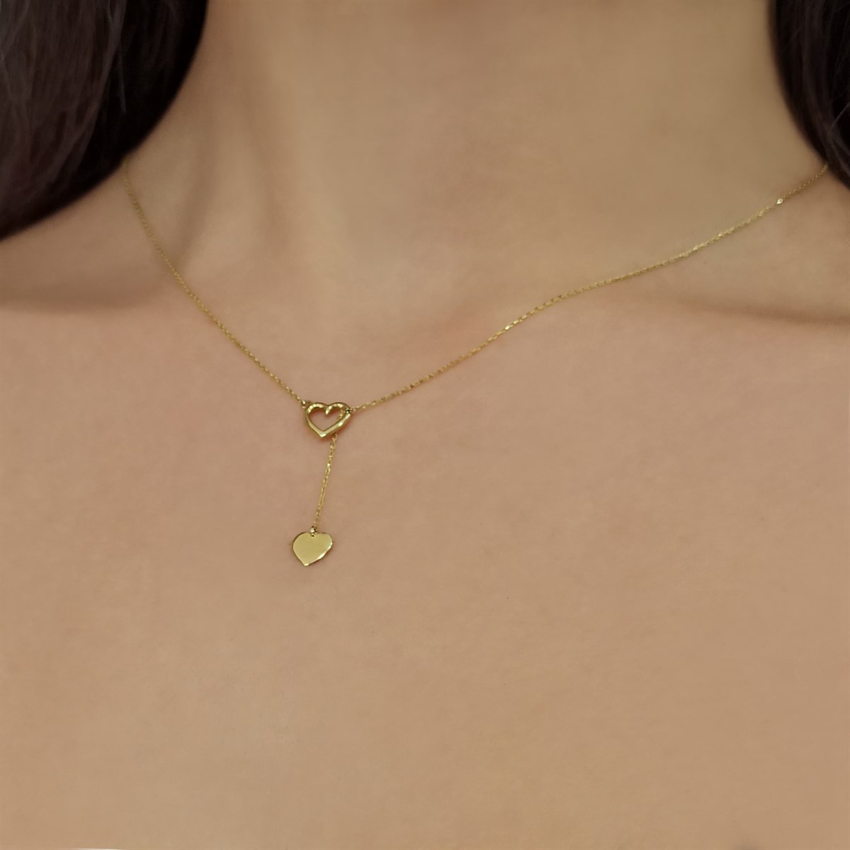 KOLYE14 Ayar Altın Kalp Kolye