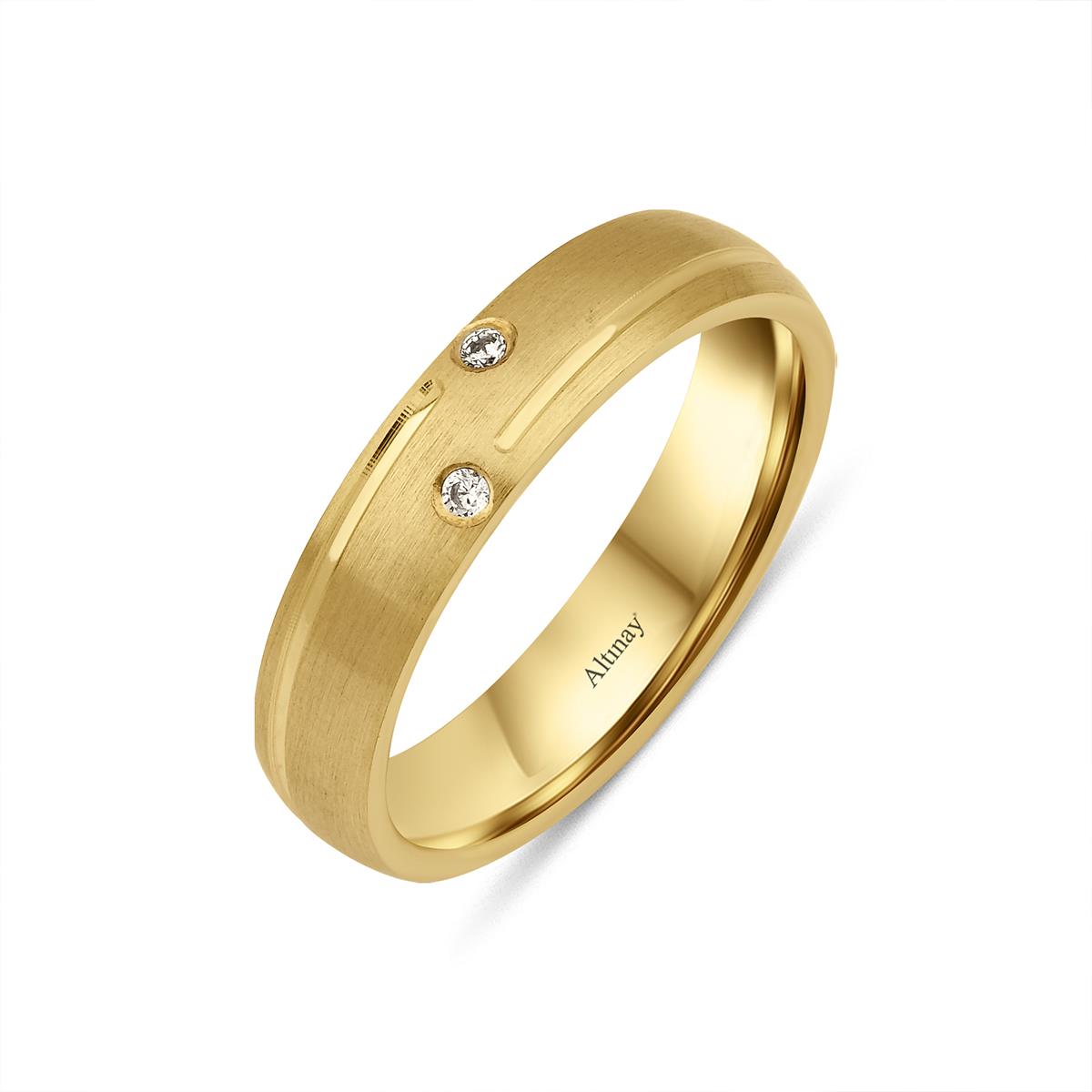 TAŞLI ALYANS14 Ayar 5 mm Taşlı Bombe Modelli Sarı Altın Alyans Yüzük14 Ayar 5 mm Taşlı Bombe Modelli Sarı Altın Alyans Yüzük