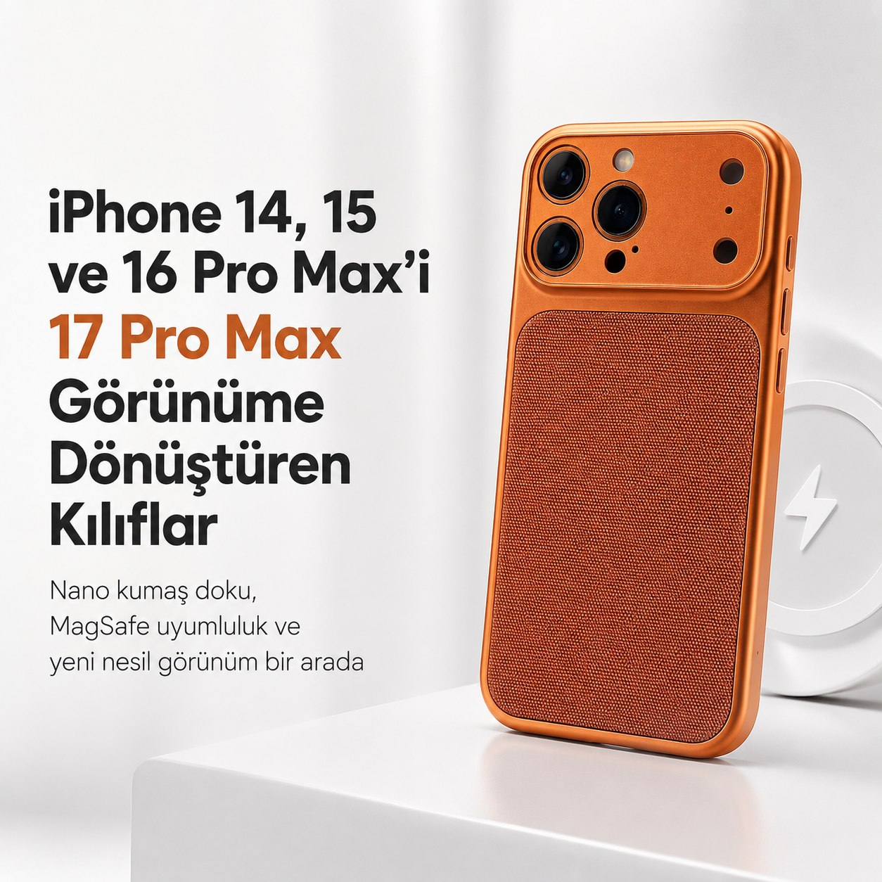 iPhone 14 15 16 Pro Max 17 Pro Max görünümlü MagSafe kılıf