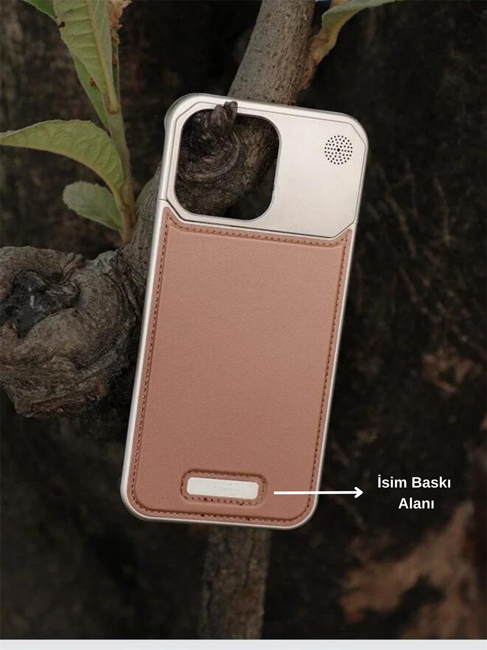 Therock 15 Pro Max Manyetik Özellikli Alüminyum Alaşımlı Hakiki Deri,Kokulu Metal Kızaklı Telefon Kılıfı