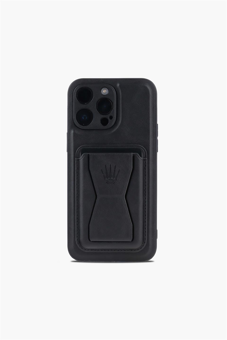 IPHONE 14 PRO MAX SİYAH STANDLI Manyetik KILIF + KARTLIK