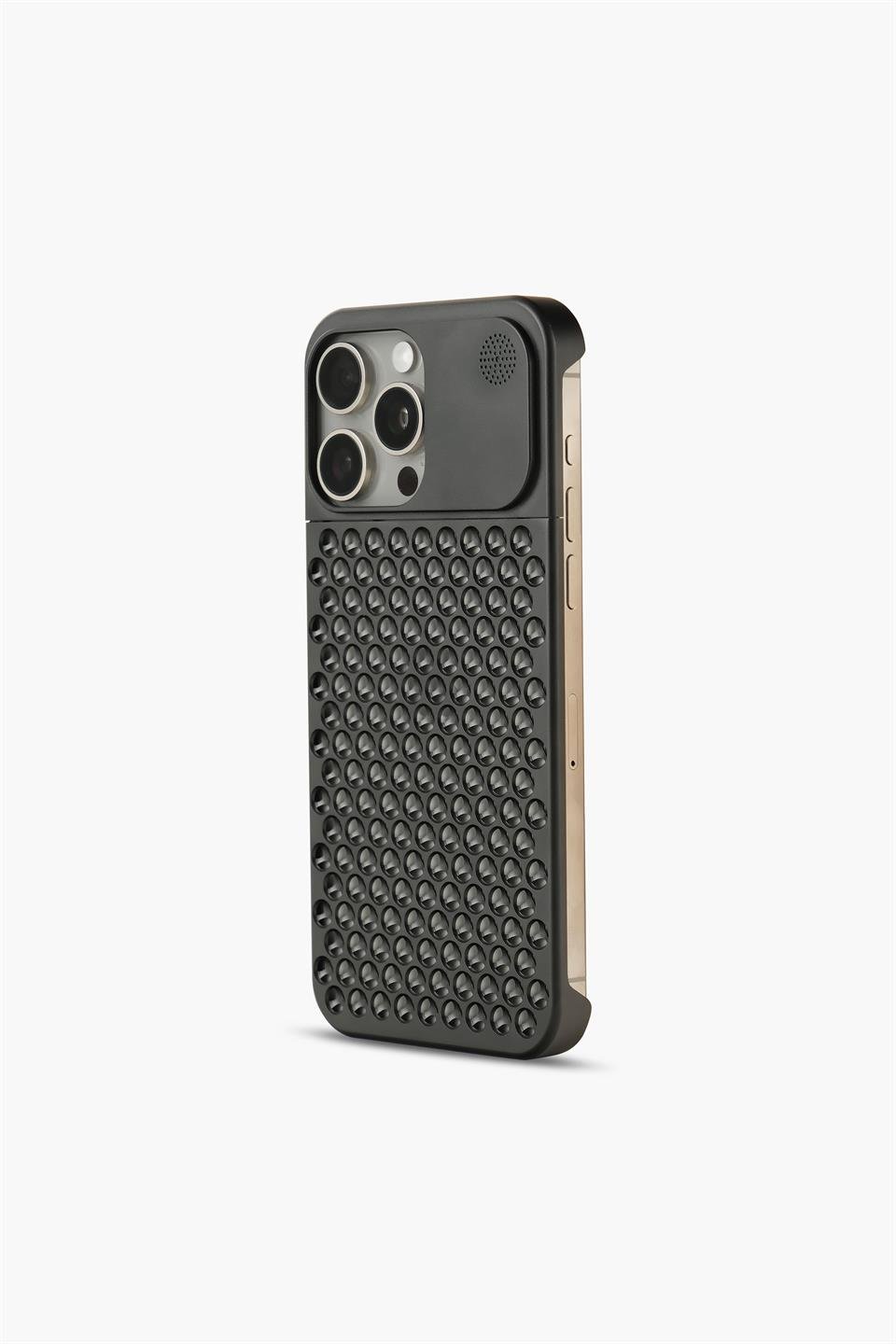 The Bulwark 14 Pro Max SİYAH Alüminyum Alaşımlı,Kokulu Metal Kızaklı Telefon Kılıfı