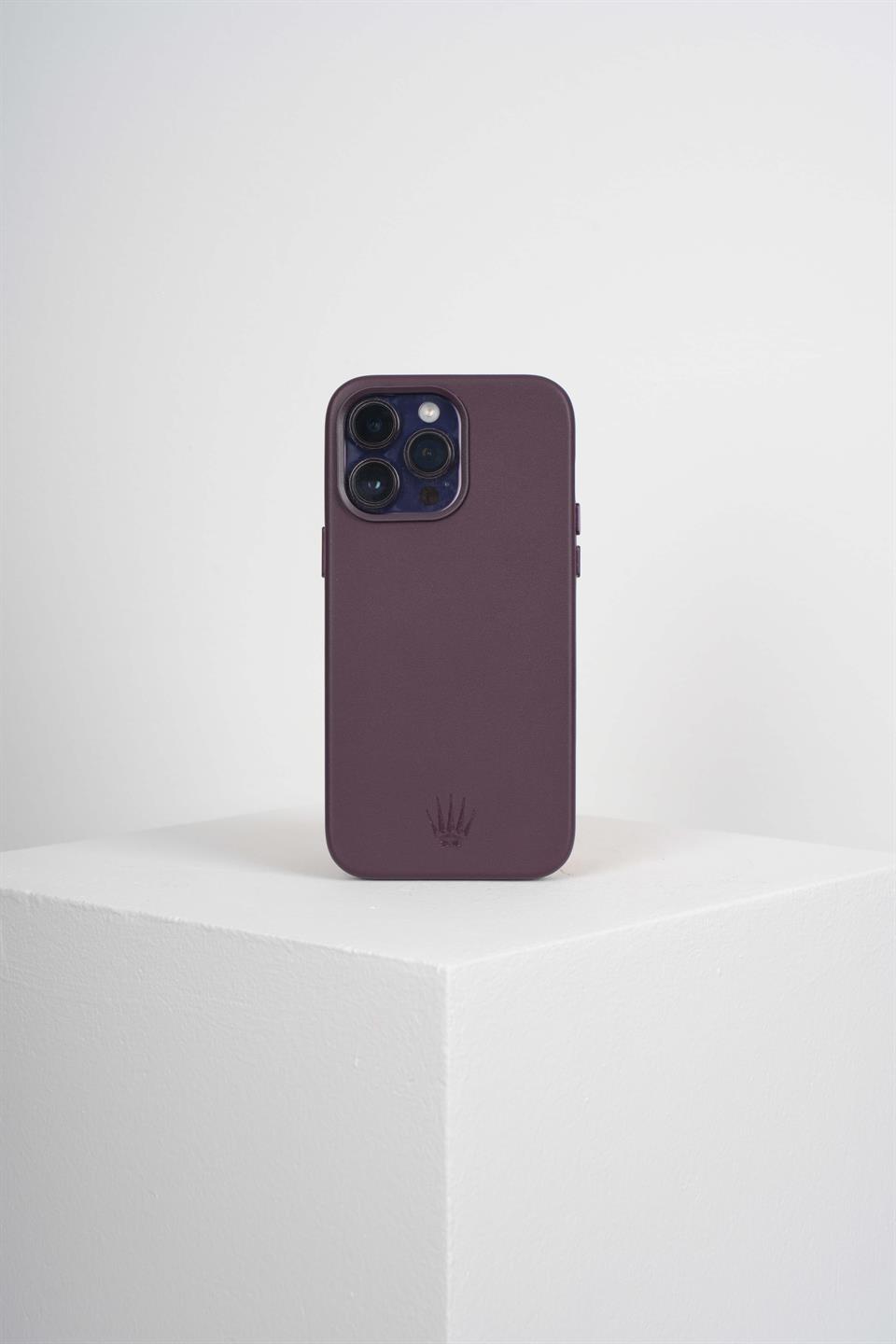 Triton Iphone 14 Pro Max Mor Kılıf Manyetik Özellikli Deri Kılıf