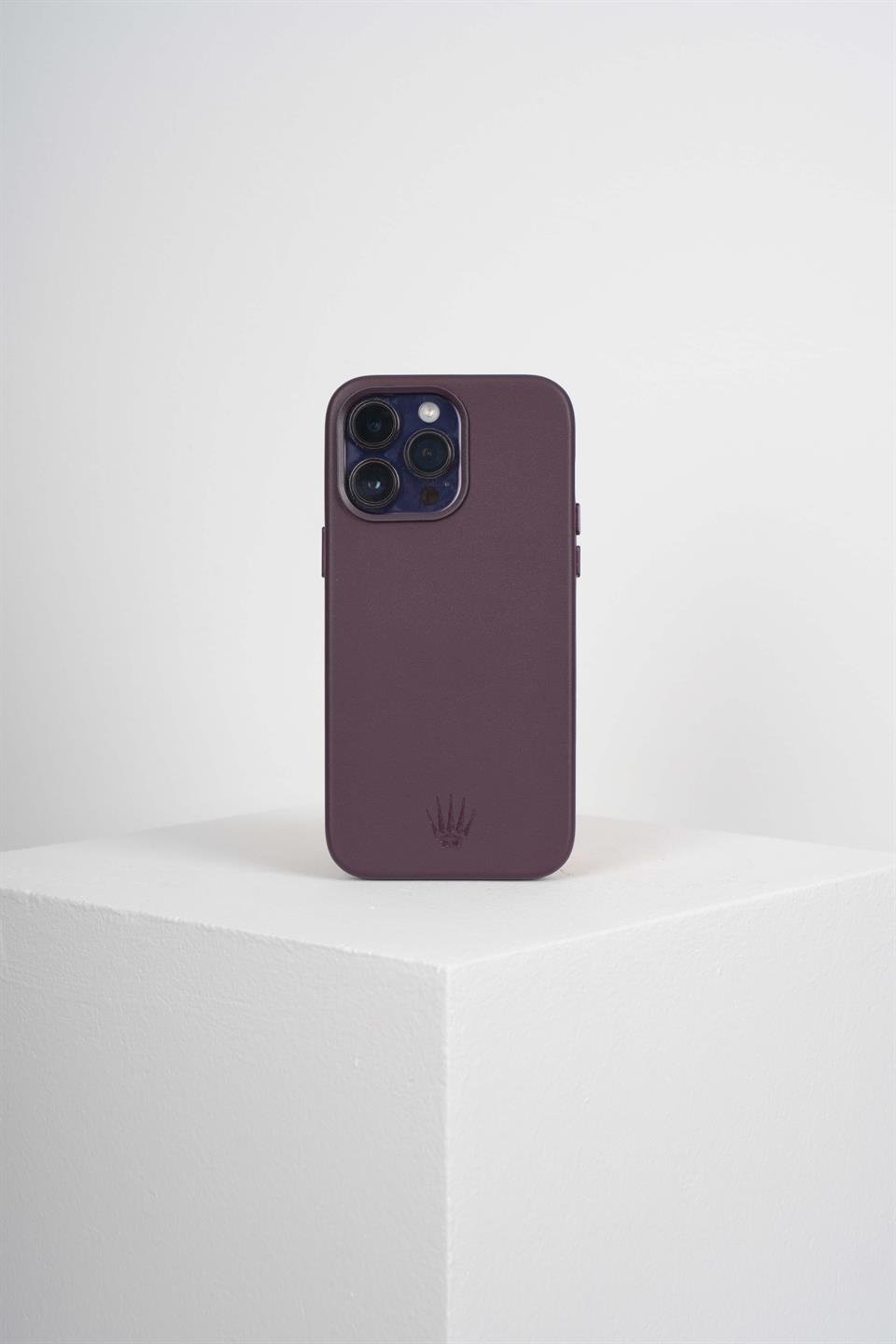 Xelium Iphone 15 Pro Max Mor Kılıf Manyetik Özellikli Deri Kılıf+Kartlık