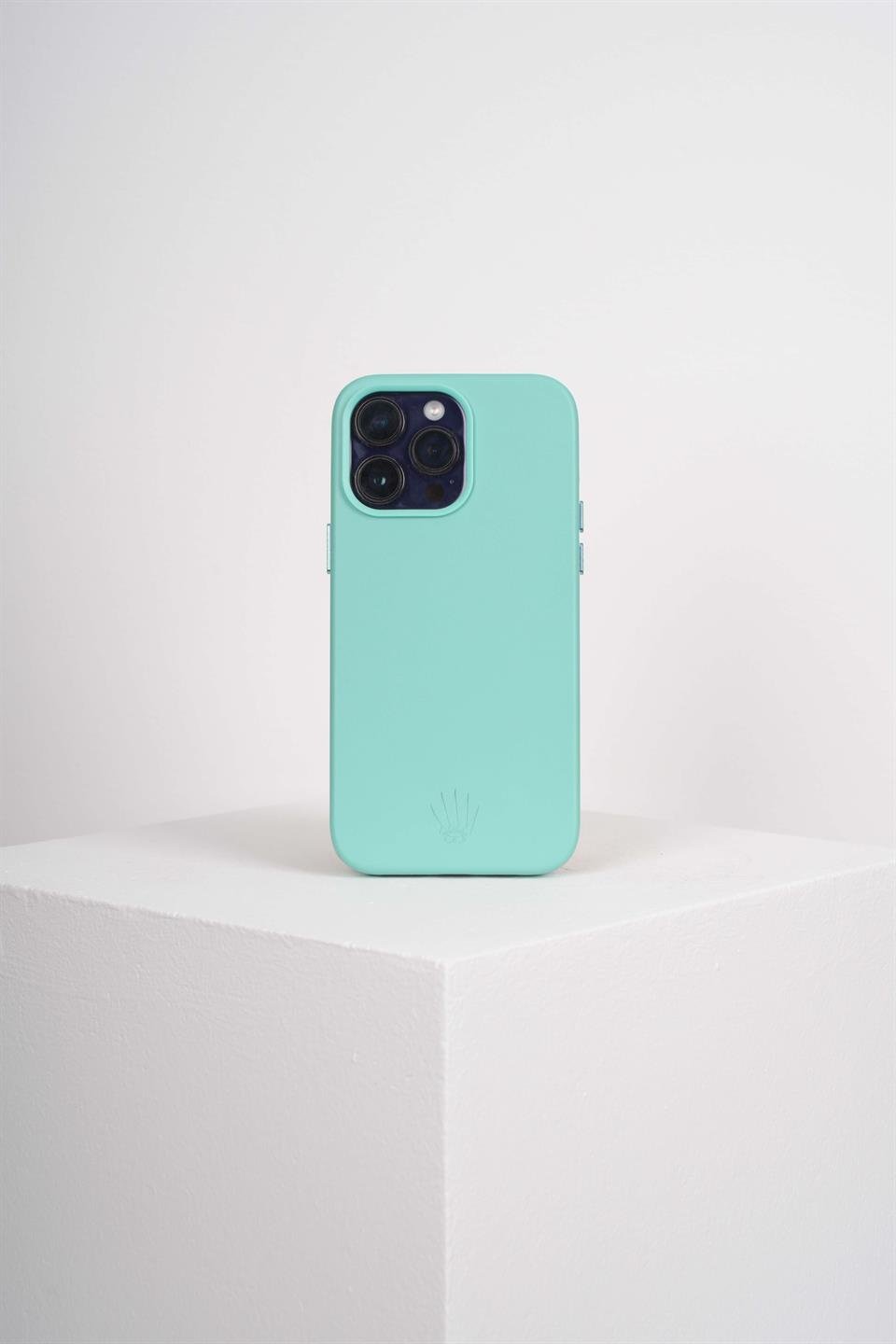 Triton Iphone 15 Pro Max Su Yeşili Kılıf Manyetik Özellikli Deri Kılıf