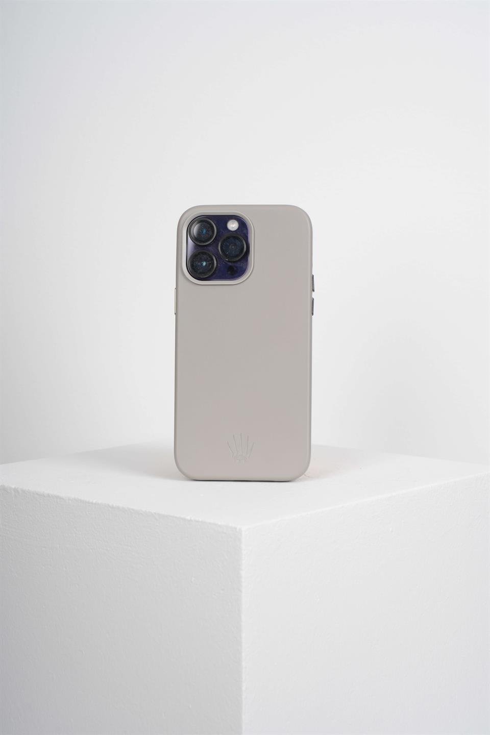 Triton Iphone 14 Pro Max Gri Kılıf Manyetik Özellikli Deri Kılıf