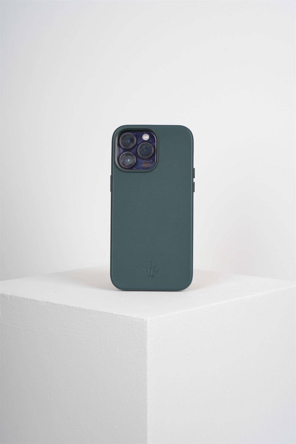 Triton Iphone 14 Pro Max Yeşil Kılıf Manyetik Özellikli Deri Kılıf