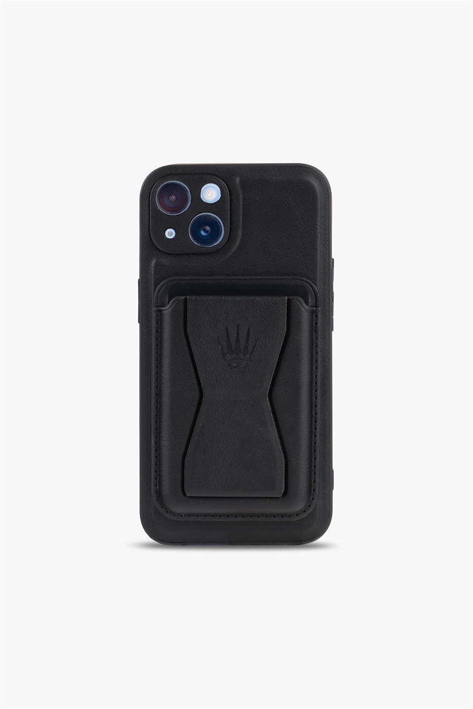 IPHONE 14 PRO SİYAH STANDLI Manyetik KILIF + KARTLIK