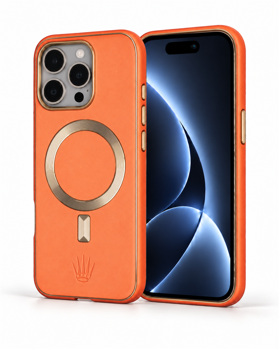 CaseMate Iphone 15 Pro Max turuncu Kılıf Manyetik Özellikli Deri Kılıf