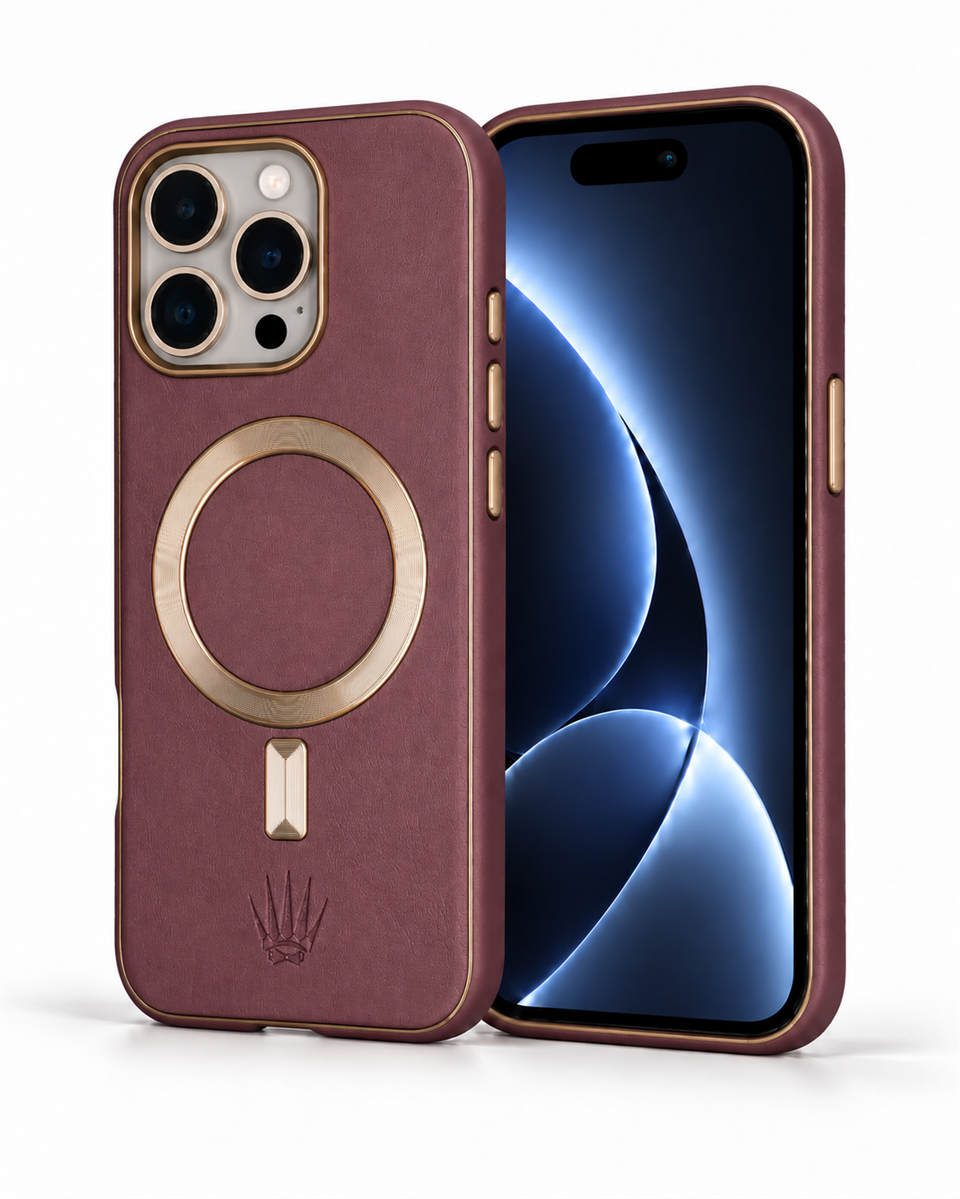 CaseMate Iphone 15 Pro Max bordo Kılıf Manyetik Özellikli Deri Kılıf
