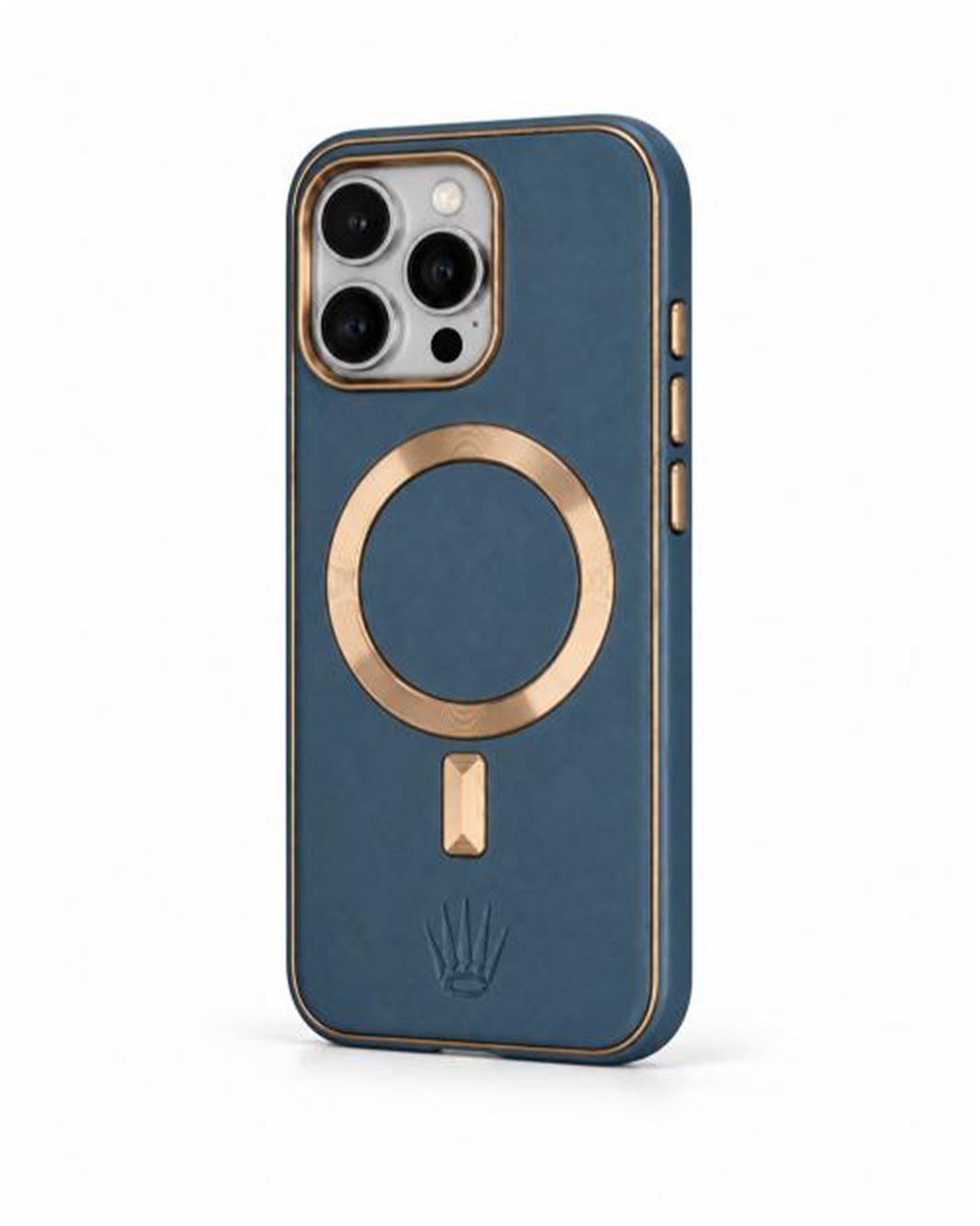 CaseMate Iphone 15 Pro Max Lacivert Kılıf Manyetik Özellikli Deri Kılıf