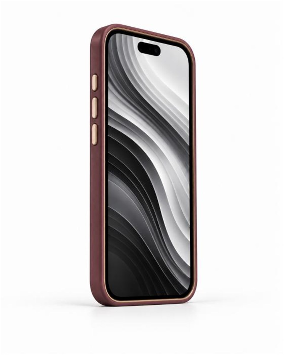 CaseMate Iphone 15 Pro Max bordo Kılıf Manyetik Özellikli Deri Kılıf
