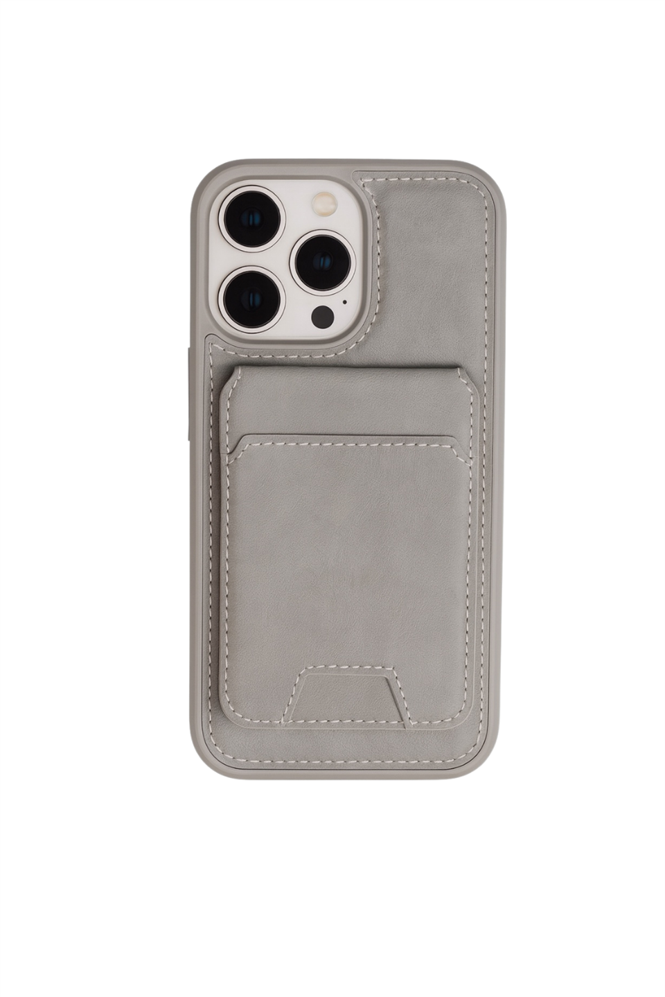 Cover IPHONE 15 PRO MAX GRİ STANDLI Manyetik KILIF + KARTLIK