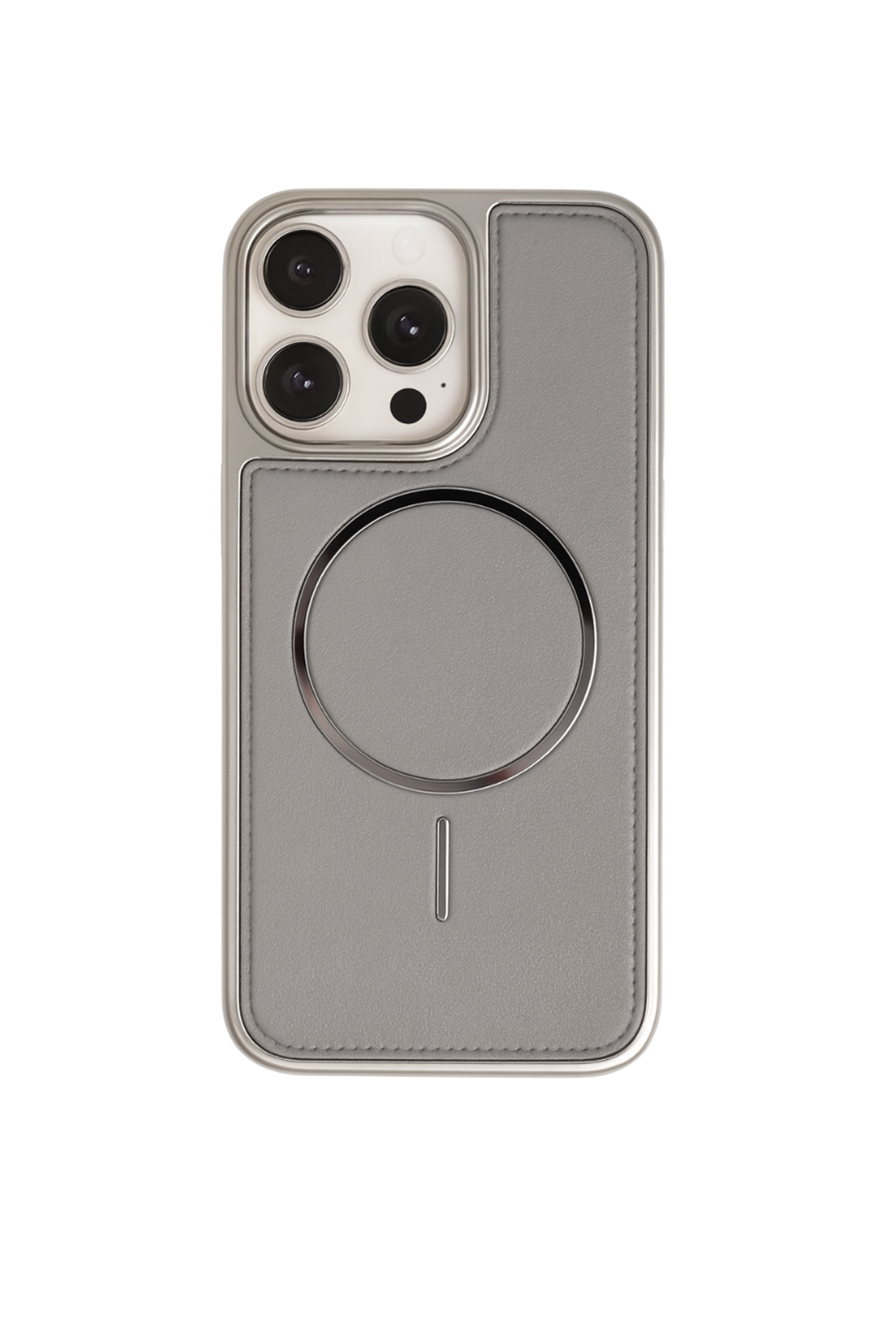 NeoMag Case Iphone 15 Pro Max Gri Manyetik Özellikli Deri Kılıf 