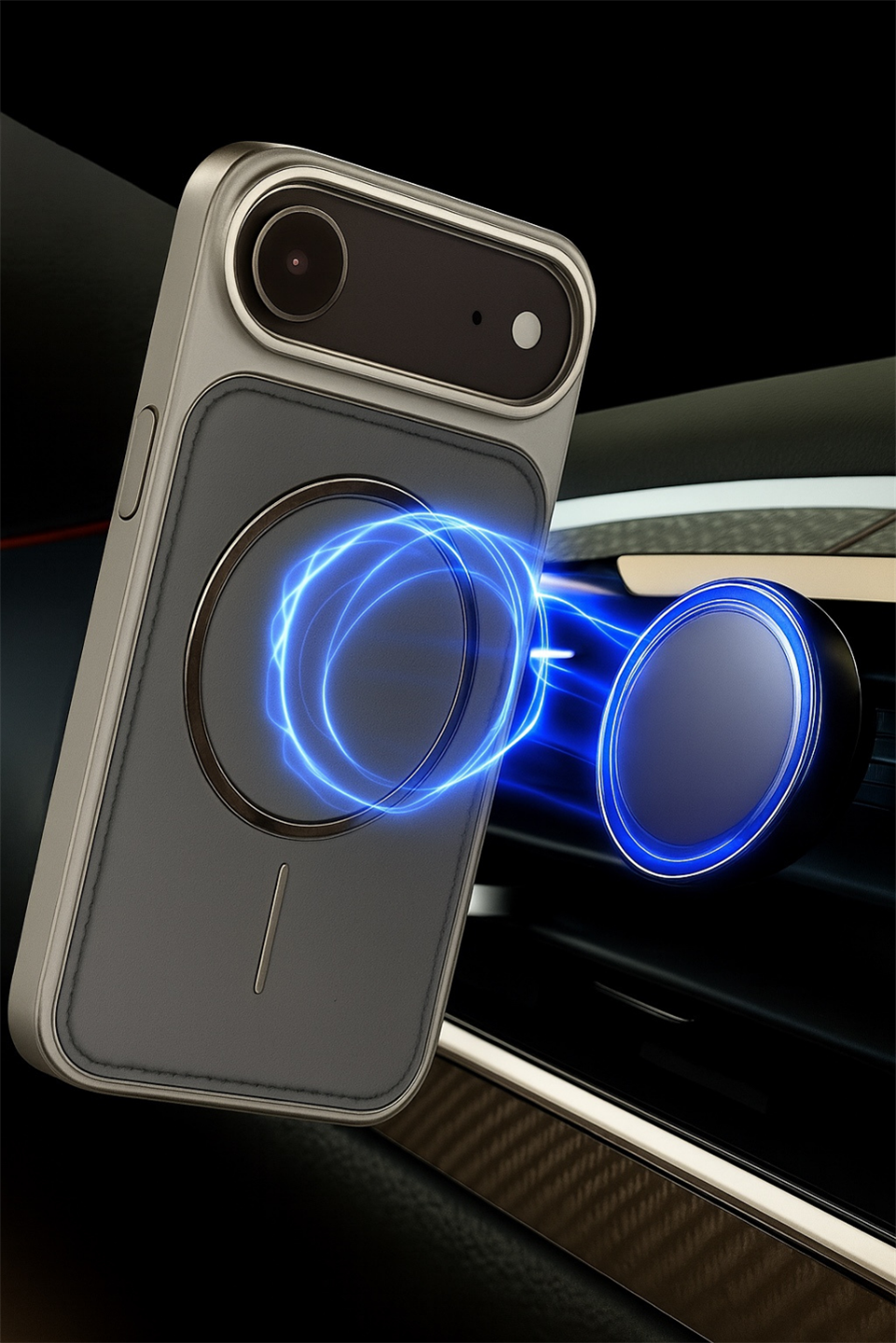 NeoMag Case Iphone 17 Air Gri Manyetik Özellikli Deri Kılıf 