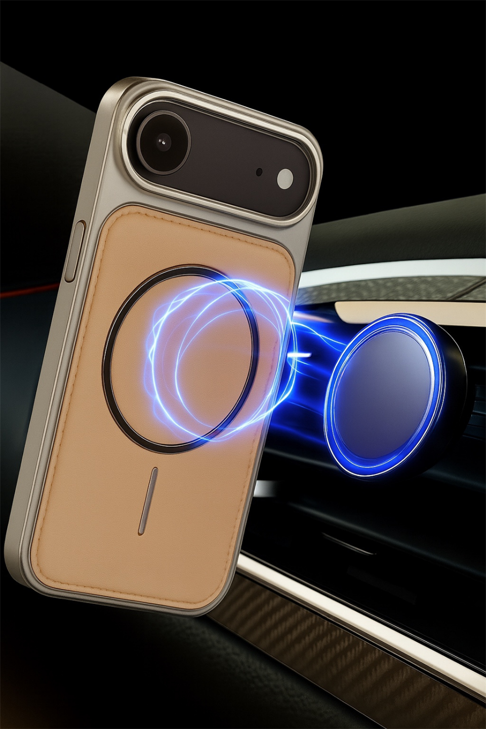 NeoMag Case Iphone 17 Air Krem Manyetik Özellikli Deri Kılıf 