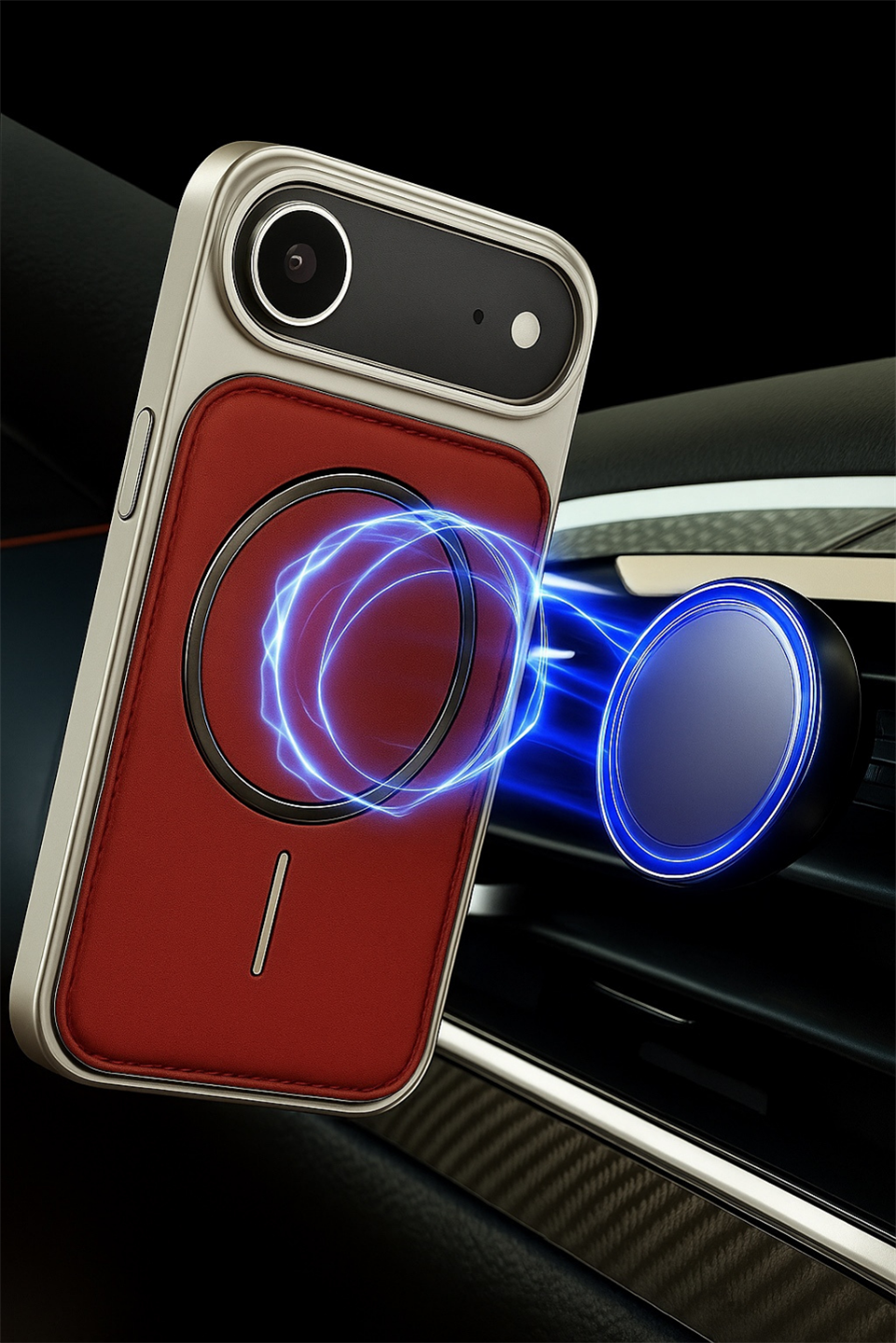 NeoMag Case Iphone 17 Air Kırmızı Manyetik Özellikli Deri Kılıf 