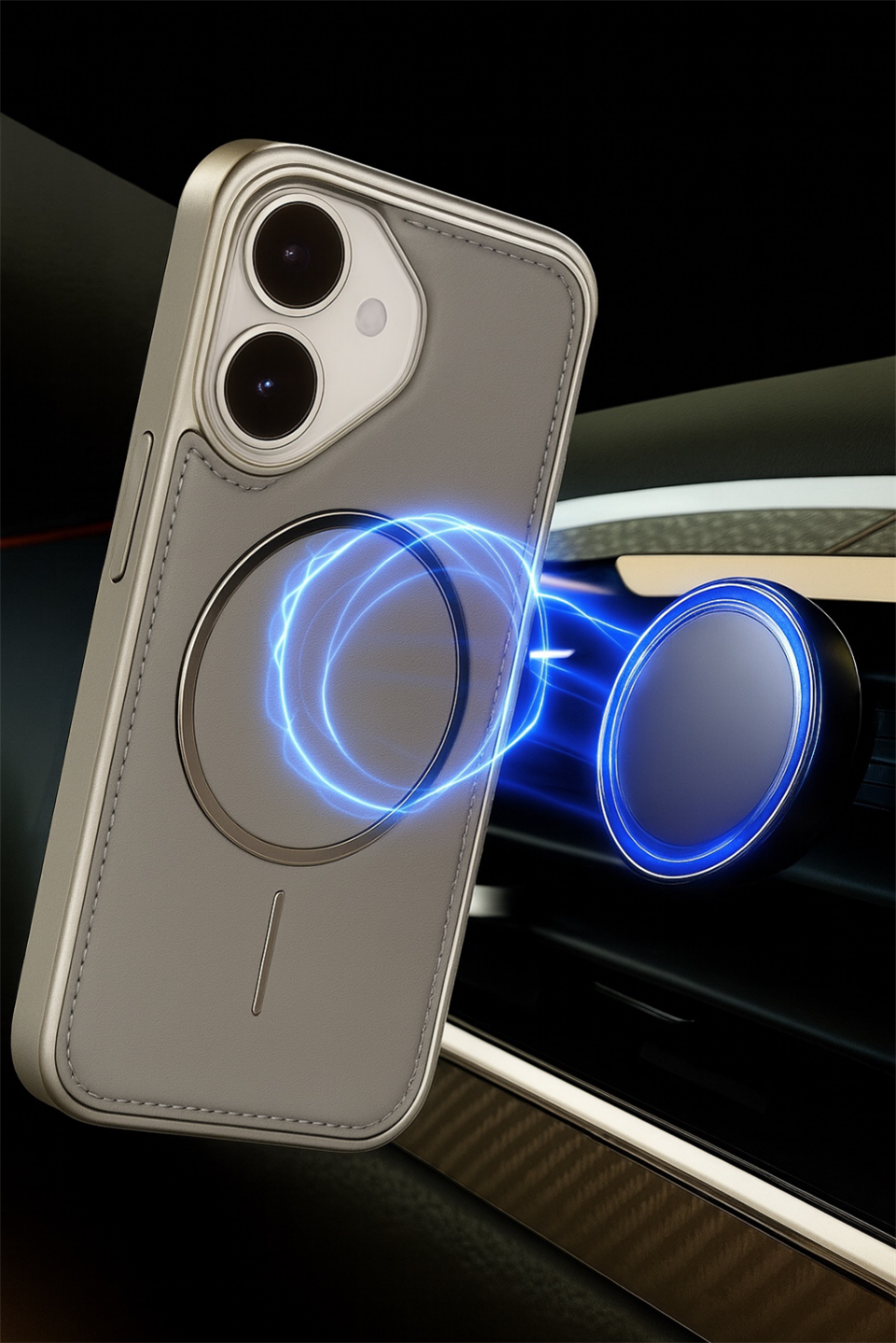 NeoMag Case Iphone 17 Gri Manyetik Özellikli Deri Kılıf 