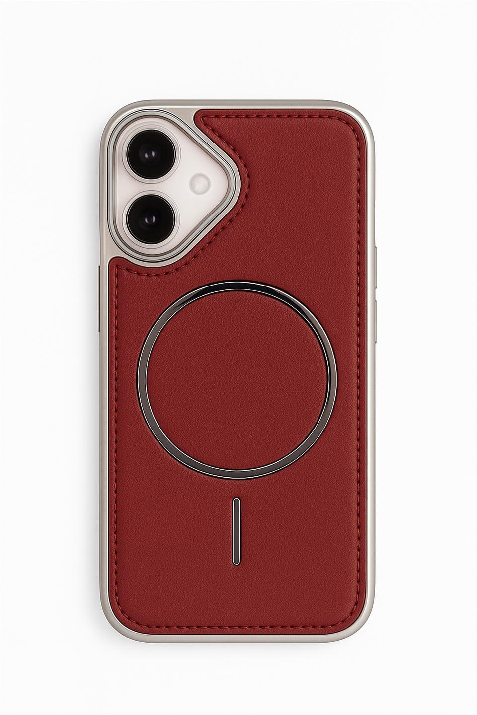 NeoMag Case Iphone 17 Kırmızı Manyetik Özellikli Deri Kılıf 