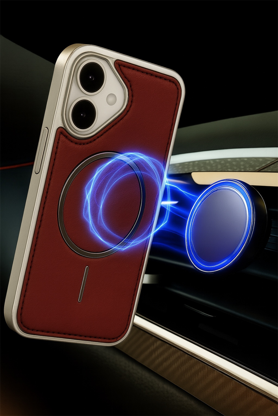 NeoMag Case Iphone 17 Kırmızı Manyetik Özellikli Deri Kılıf 