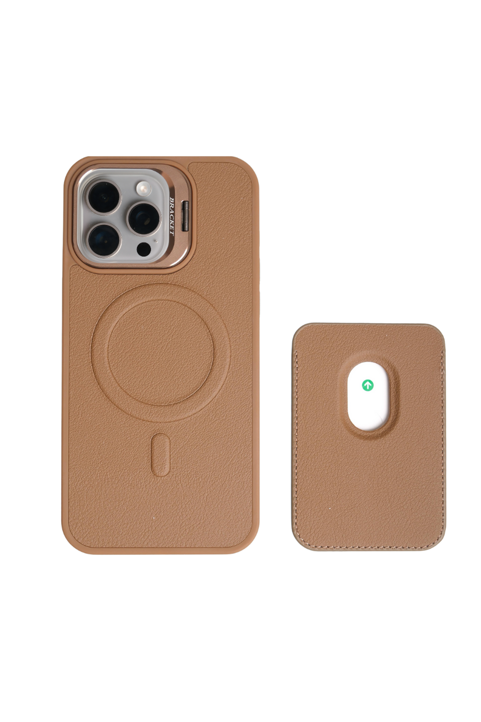 PrimeCase Iphone 15 Pro Max Kahverengi Manyetik Özellikli Standlı Deri Kılıf+Kartlık