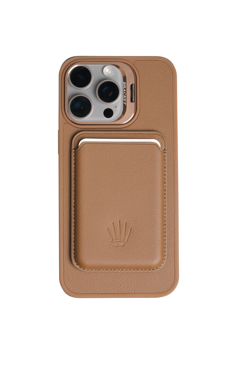 PrimeCase Iphone 15 Pro Max Kahverengi Manyetik Özellikli Standlı Deri Kılıf+Kartlık