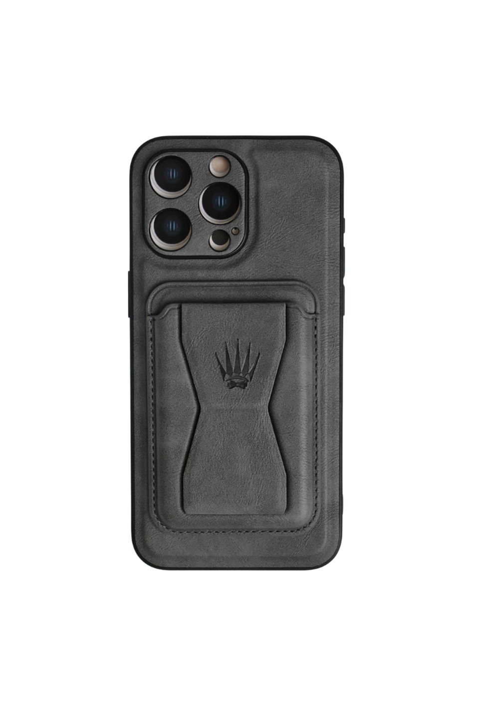 IPHONE 15 PRO MAX GRİ STANDLI Manyetik KILIF + KARTLIK