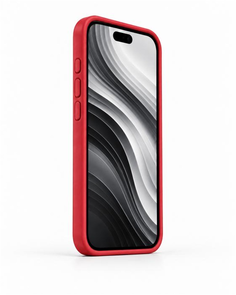 Triton Iphone 15 Pro Max Kırmızı Kılıf Manyetik Özellikli Deri Kılıf