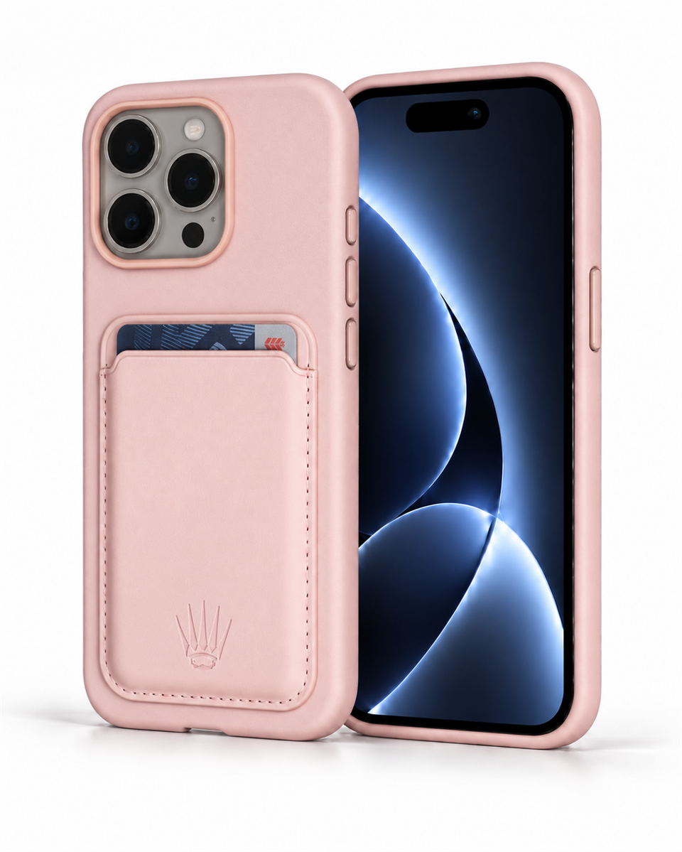 Xelium Iphone 15 Pro Max Pembe Kılıf Magsafe Özellikli Deri Kılıf+Kartlık